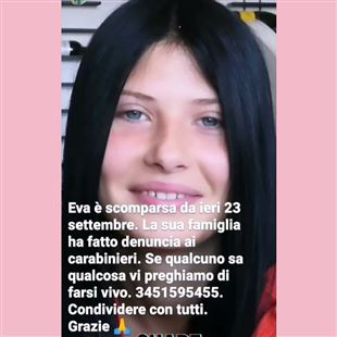 Scomparsa la 16enne Eva: in caso di avvistamenti contattare i carabinieri di Sassuolo