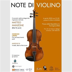 Il giovanissimo violinista Matteo Manzone in concerto alla Sala Loggia 